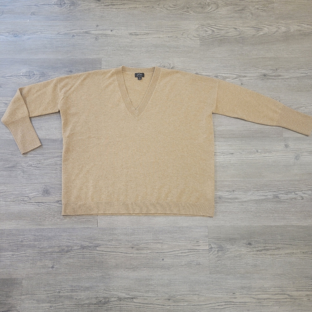 J. Crew Women's Cashmere Tan Pull Over Sweater Size Medium